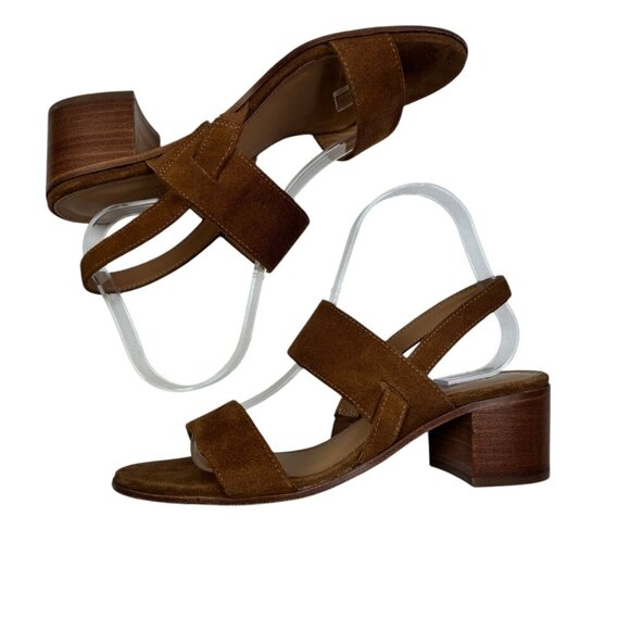 Soludos Farah Camel/Brown Suede Block Heel Strappy Sandal Women's Size 7.5 - Picture 2 of 10